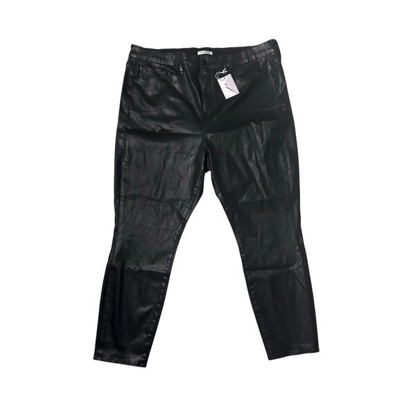 Good American Women’s Good Legs High-Rise Coated Black Skinny Jeans Size 24 - Picture 1 of 6